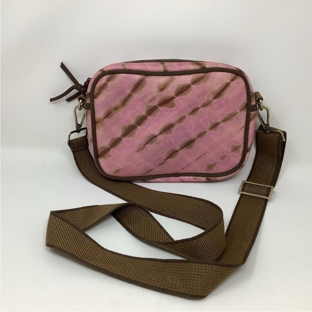 Anthropologie Pink and Brown Tie-Dye Crossbody Bag